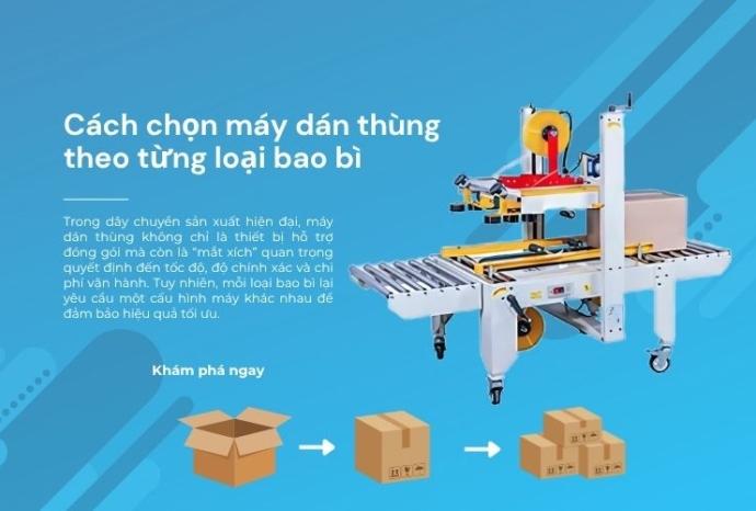Cách chọn máy dán thùng phù hợp theo từng loại bao bì