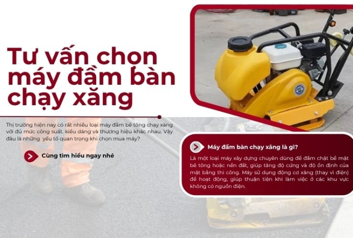 Tư vấn chọn máy đầm bàn chạy xăng phù hợp