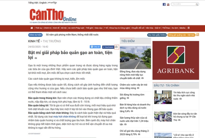 Baocantho.com.vn | Giải pháp bảo quản gạo an toàn, tiện lợi