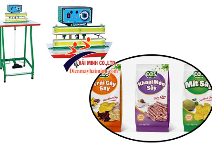 Giá máy hàn miệng túi dập chân má đồng với đường hàn 40cm