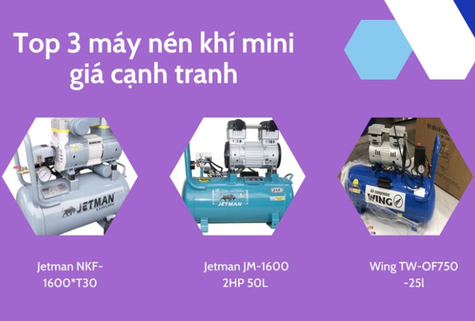 Top 3 máy nén khí mini giá cạnh tranh