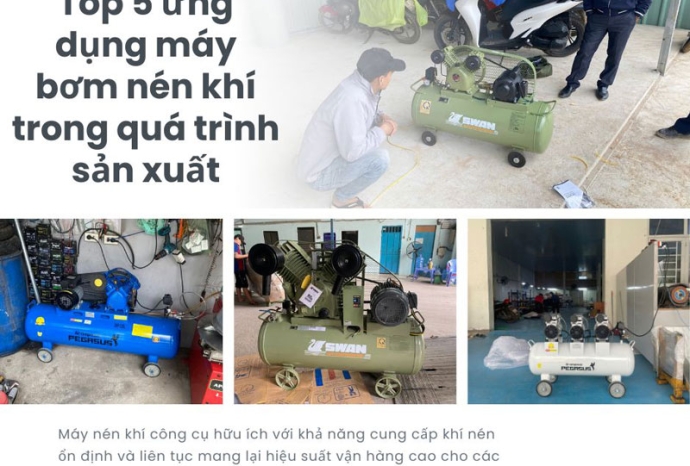 Top 5 ứng dụng máy bơm nén khí trong quá trình sản xuất