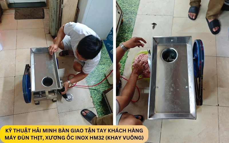 Máy đùn thịt, xương ốc Inox HM32 (khay vuông)