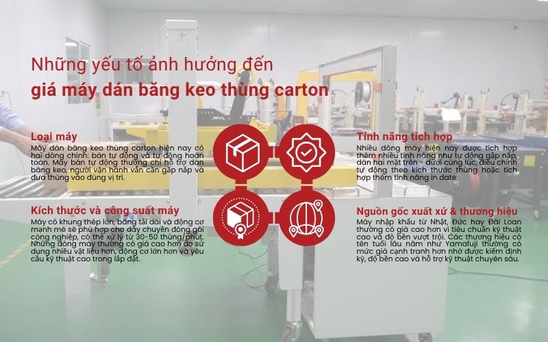 Những yếu tố ảnh hưởng đến giá máy dán băng keo thùng carton