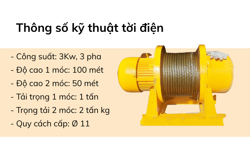 Tời điện đa năng HM 1000/2000 100m (Chưa cáp)