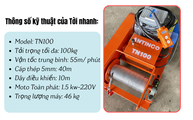 Tời nhanh ANTINCO-TN100