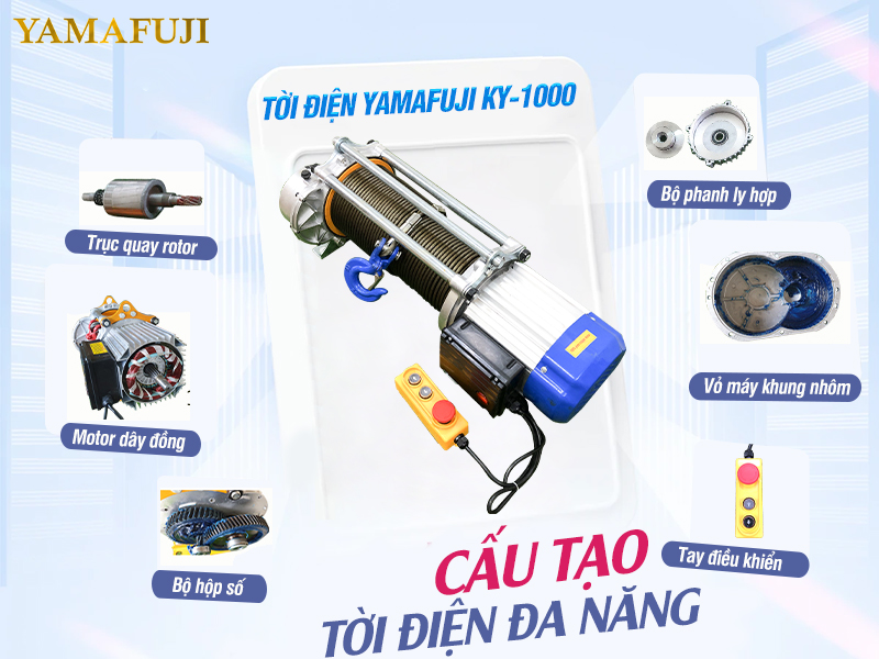 Máy tời đa năng Yamafuji KY1000 (1000/2000kg; 100m)