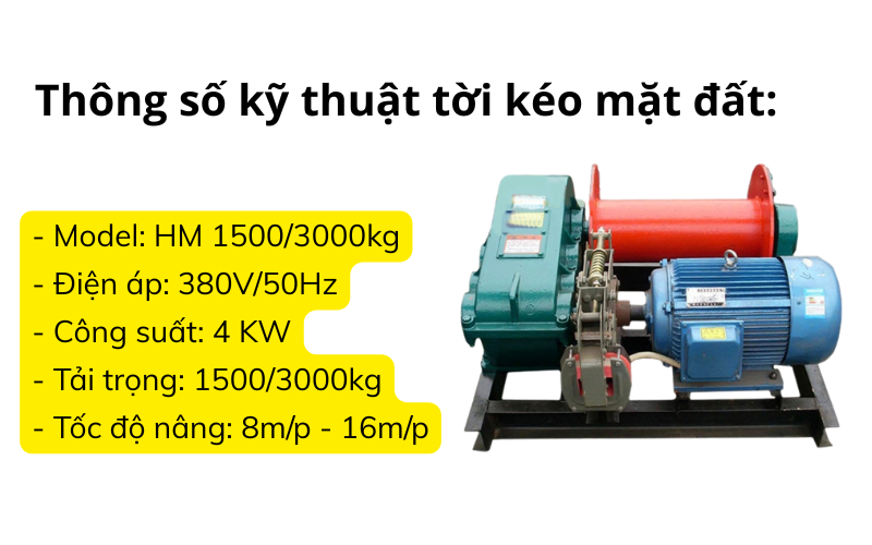 Tời kéo mặt đất JK 0.5 (phanh từ chưa cáp)