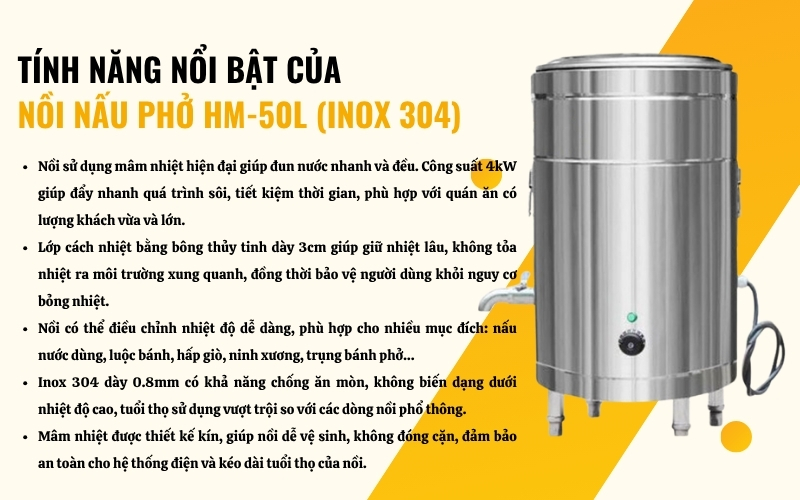 Tính năng nổi bật của nồi nấu phở HM-50L