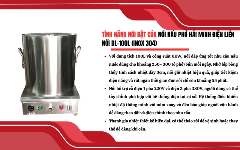 Tính năng nổi bật của nồi nấu phở điện DL-100L