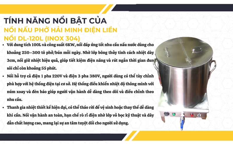 Tính năng nổi bật của nồi nấu phở điện DL-120L