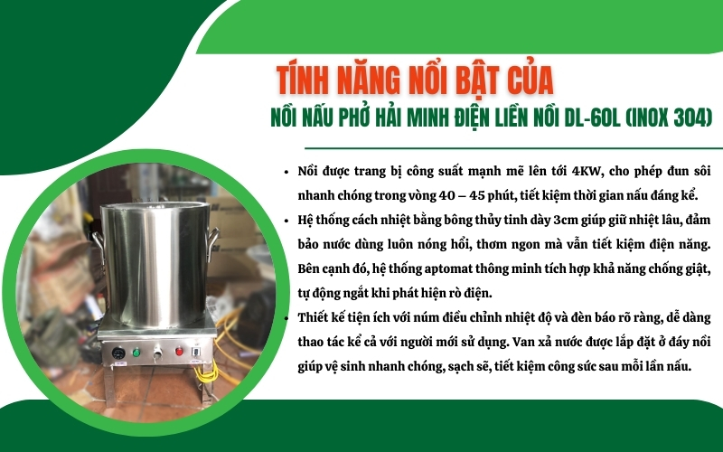Tính năng nổi bật của nồi nấu phở điện DL - 60L