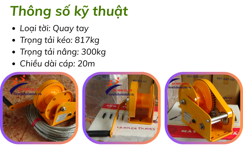Tời quay tay Yamafuji HW-1800LBS