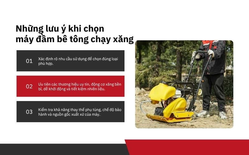 Những lưu ý cần nhớ khi chọn mua máy đầm bê tông chạy xăng