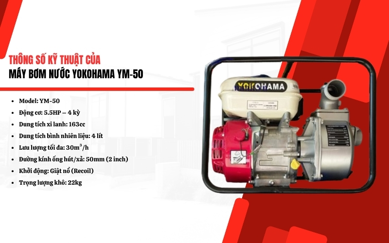 Thông số kỹ thuật của máy bơm nước Yokohama YM-50