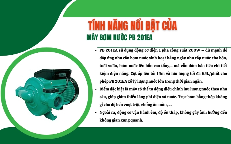 Tính năng nổi bật của máy bơm nước PB 201EA