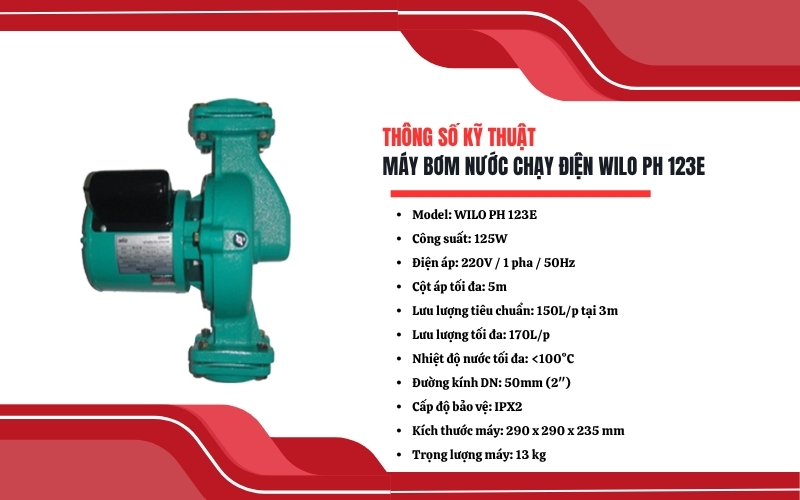 Thông số kỹ thuật của máy bơm nước WILO PH 123E