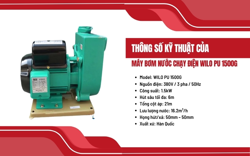 Tính năng nổi bật của máy bơm nước WILO PU 1500G