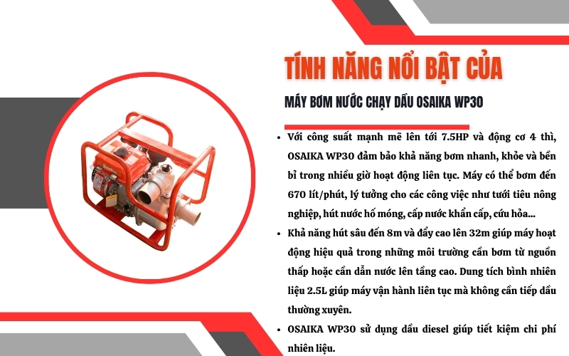 Máy bơm nước chạy dầu OSAIKA WP30