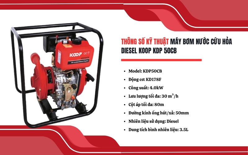 Thông số kỹ thuật của máy bơm nước cứu hỏa diesel Koop KDP 50CB