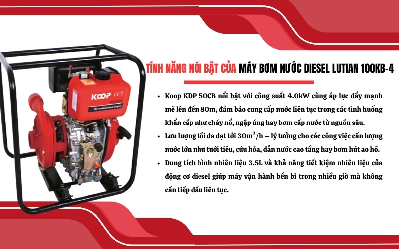 Tính năng nổi bật của máy bơm nước diesel Koop KDP 50CB