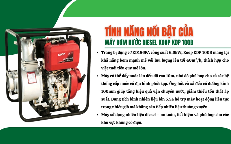 Tính năng nổi bật của máy bơm nước diesel Koop KDP 100B