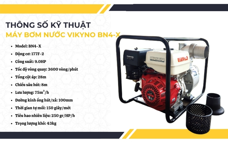 Thông số kỹ thuật của máy bơm nước Vikyno BN4-X