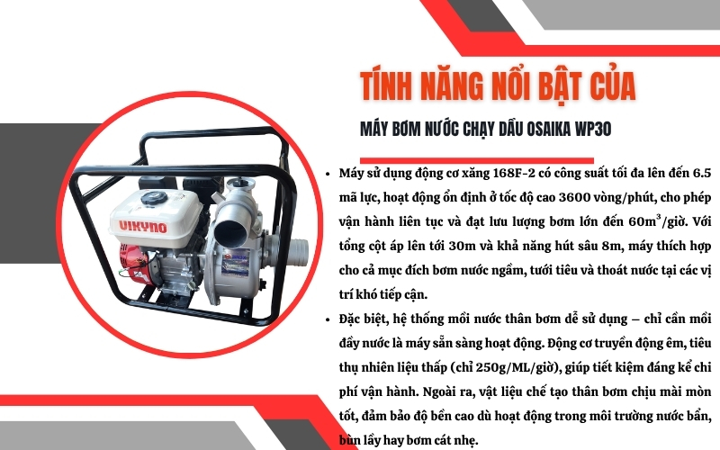 Tính năng nổi bật của máy bơm nước Vikyno BN3-X