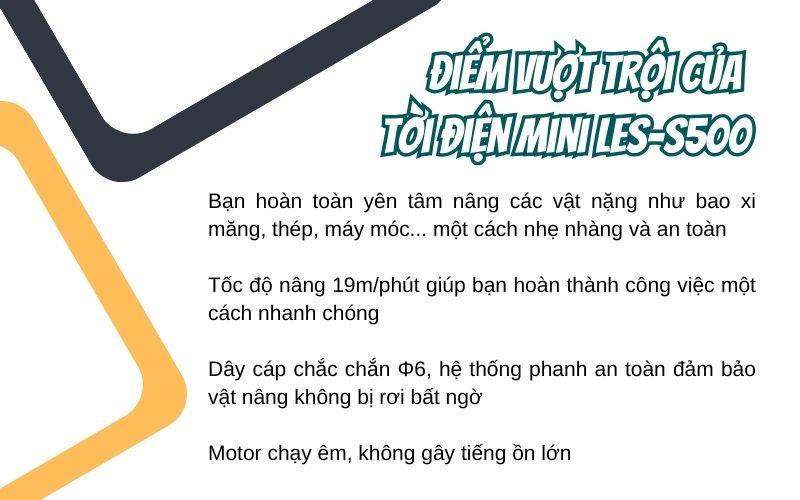Điểm vượt trội của tèo điện mini LES-S500