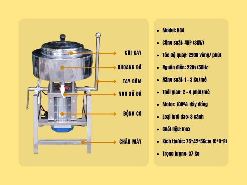 Máy xay giò chả gia đình inox KG4 (3kw)