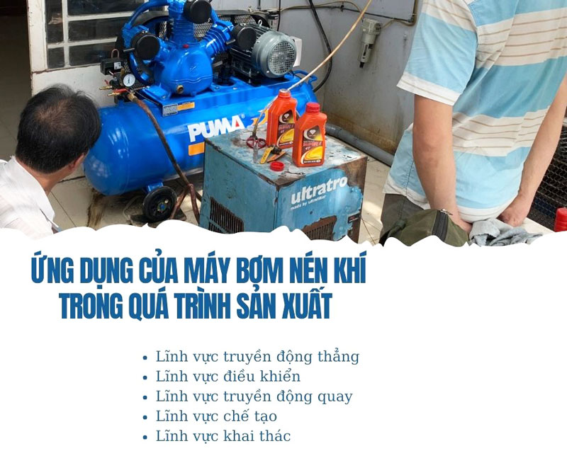 Ứng dụng của máy bơm nén khí trong quá trình sản xuất 