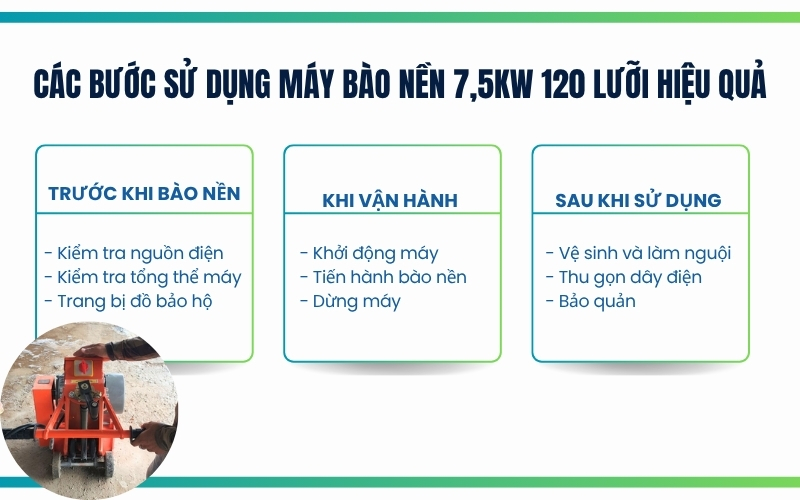 Các bước sử dụng máy bào nền 7,5kW 120 lưỡi hiệu quả
