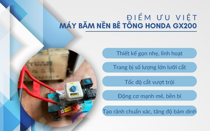 Điểm ưu việt của Máy băm nền bê tông Honda GX200