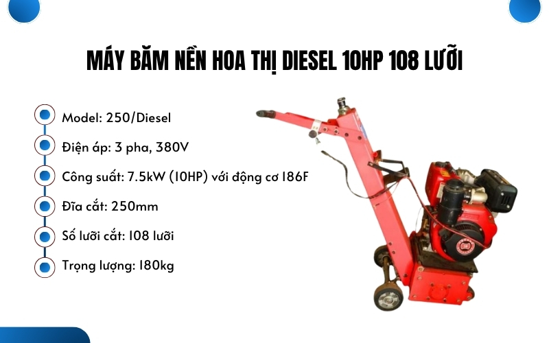 Máy băm nền hoa thị diesel 10HP 108 Lưỡi