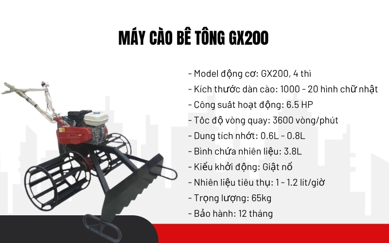 Máy cào bê tông GX200
