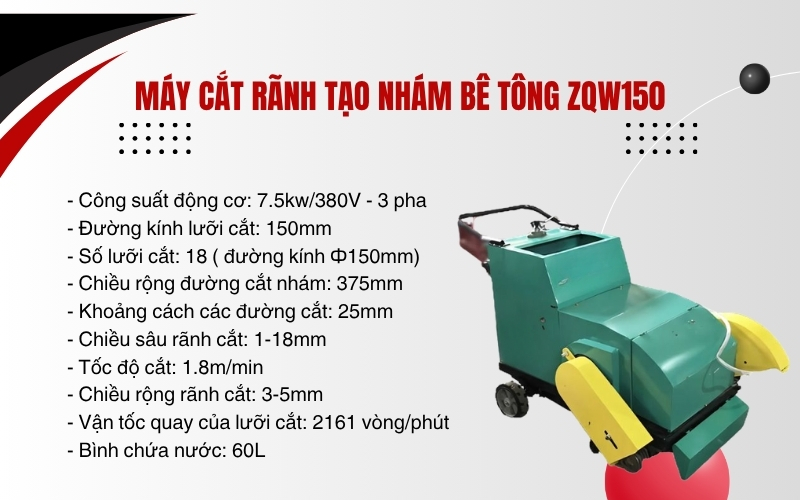 Máy cắt rãnh tạo nhám bê tông ZQW150