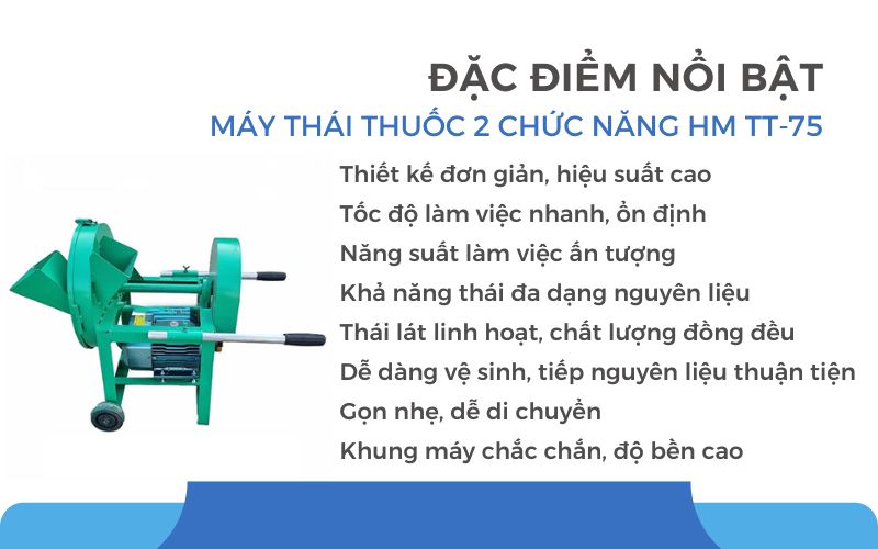 Đặc điểm nổi bật của Máy thái thuốc 2 chức năng HM TT-75