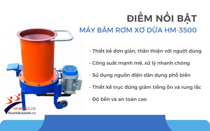Điểm nổi bật của Máy băm rơm xơ dừa HM-3500