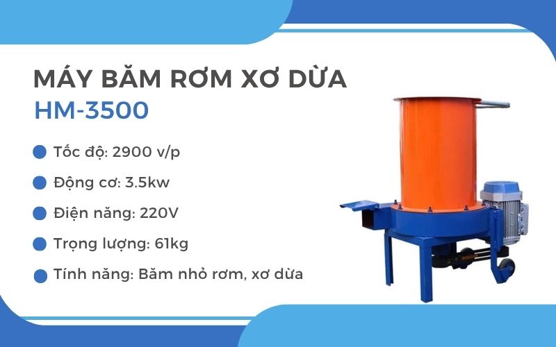 Máy băm rơm xơ dừa HM-3500