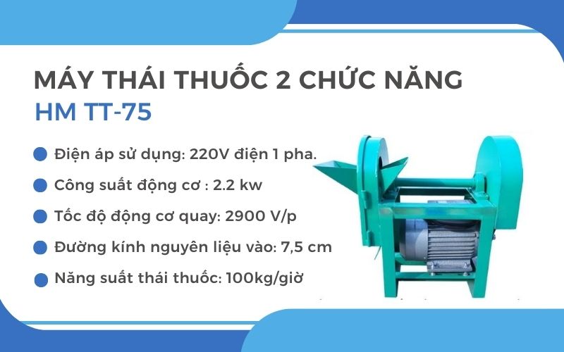 Máy thái thuốc 2 chức năng HM TT-75