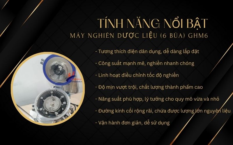 Tính năng nổi bật của máy nghiền dược liệu (6 búa) GHM6