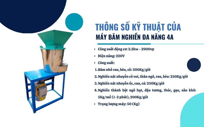 Thông số kỹ thuật của máy băm nghiền đa năng 4A