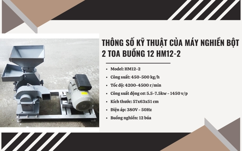 Thông số kỹ thuật máy nghiền 2 toa buồng 12 HM12-2