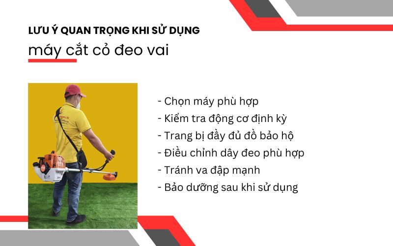 Lưu ý quan trọng khi sử dụng máy cắt cỏ đeo vai