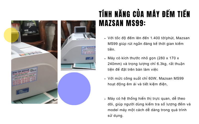 Tính năng nổi bật của máy đếm tiền Mazsan Ms99