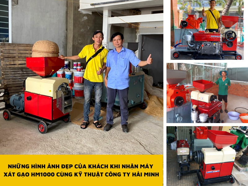 Hình ảnh kỹ thuật Hải Minh bàn giao bộ máy xát gạo HM1000 cho khách