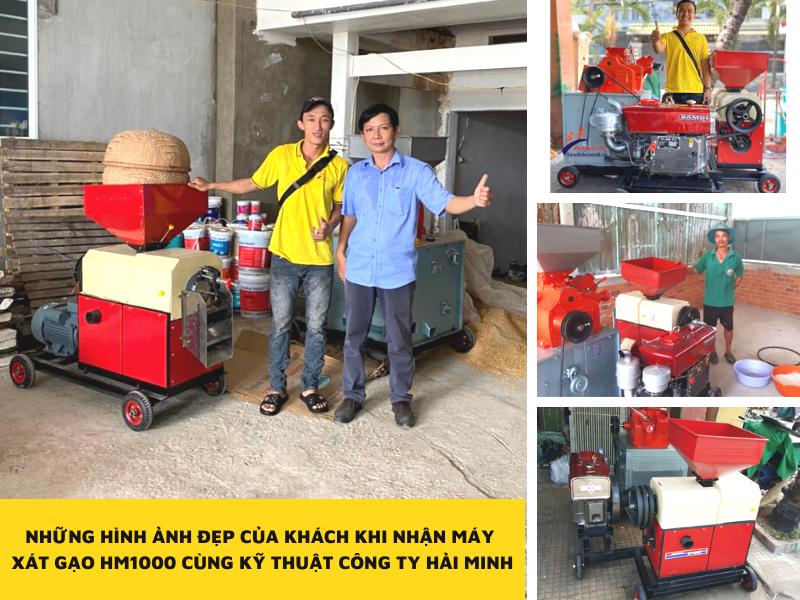 Kỹ thuật Điện máy Hải Minh giao máy xay xát lúa gạo cho  khách