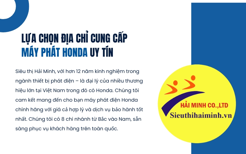 Lựa chọn địa chỉ cung cấp máy phát Honda uy tín