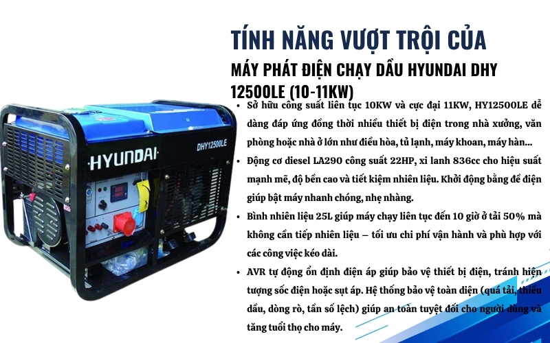 Tính năng nổi bật của Máy phát điện Hyundai DHY12500LE