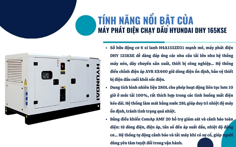 Tính năng nổi bật của Máy phát điện Hyundai DHY 125KSE
